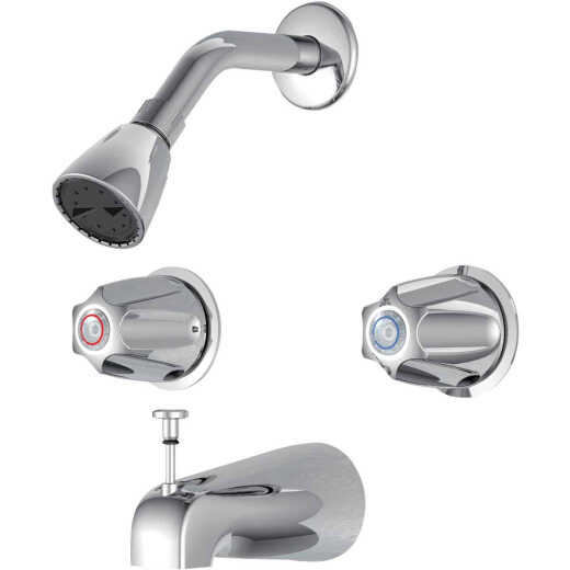 Home Impressions Chrome 2-Handle Metal Knob Tub & Shower Faucet