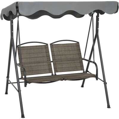 Outdoor Expressions 2-Person 61.41 In. W. x 64.96 In. H. x 47.24 In. D. Brown Patio Swing
